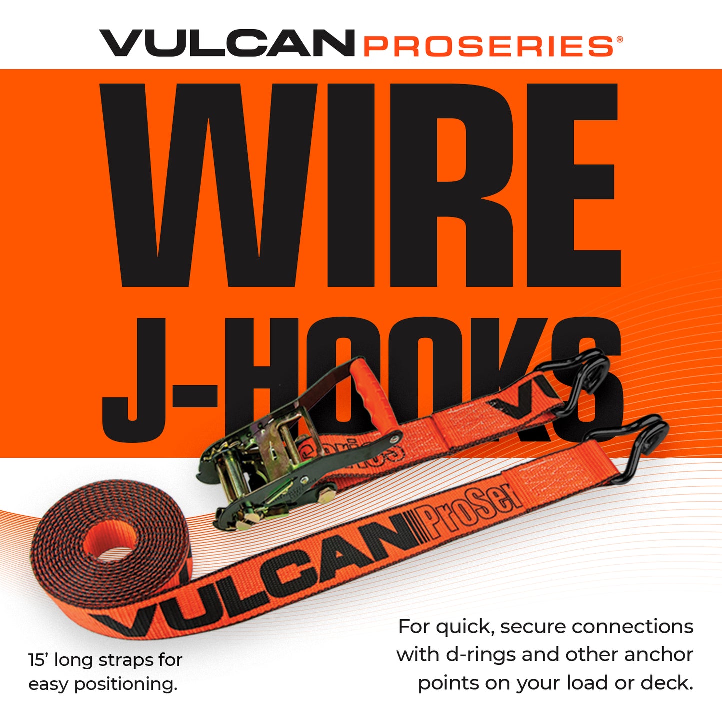 VULCAN Complete Axle Strap Tie Down Kit with Wire Hook Ratchet Straps - PROSeries - Includes (4) 22 Inch Axle Straps, (4) 36 Inch Axle Straps, and (4) 15' Wire J Hook Ratchet Straps