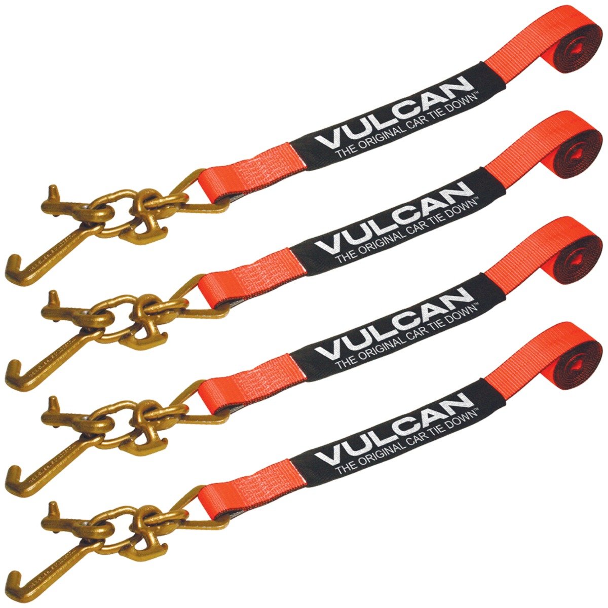 VULCAN Car Tie Down Replacement Strap with RTJ Hook Cluster - 3,300 Pound Safe Working Load