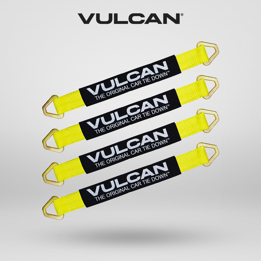 VULCAN Tie Down Axle Straps with Wear Pad - 4 Pack - Classic Yellow - 3,300 Pound Safe Working Load