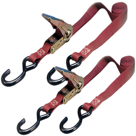 VULCAN Ratchet Tie Downs - 6 Foot - 2 Pack - For Motorcycles - Dirt Bikes - ATVs - Snowmobiles - or Jet Skis