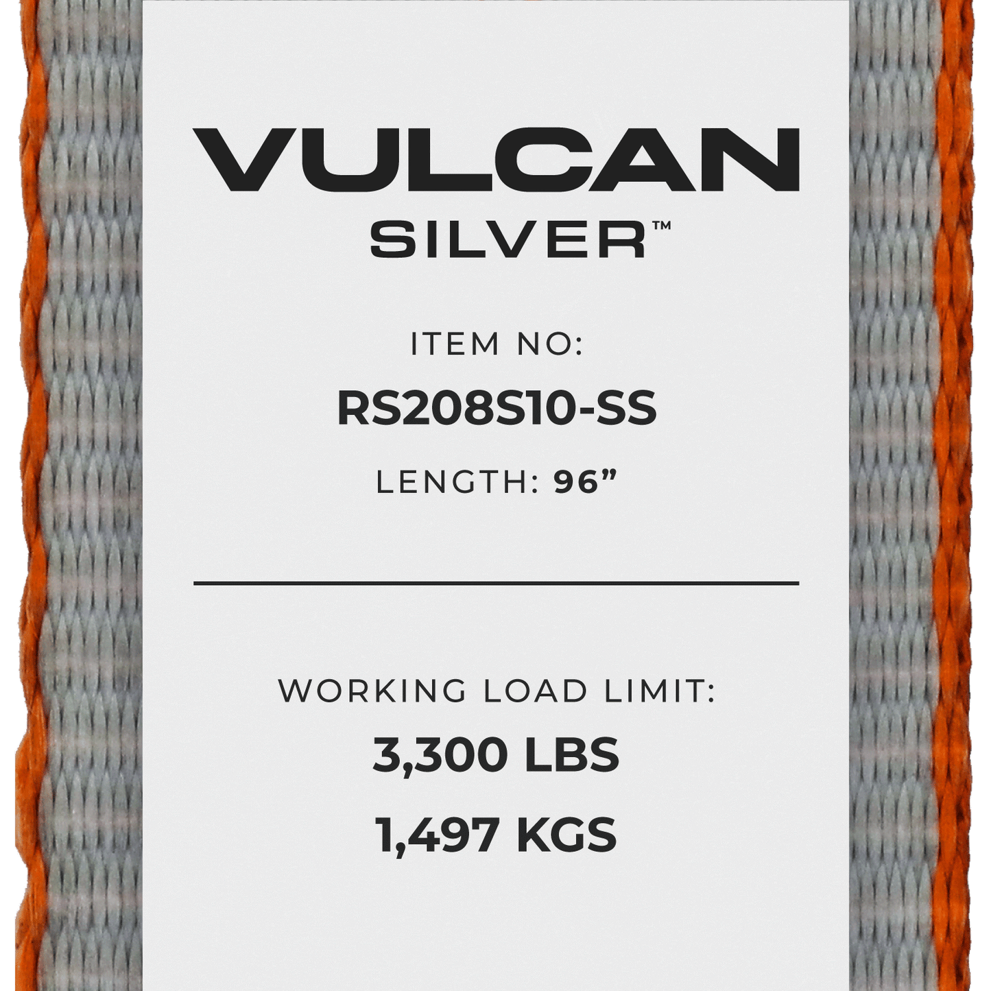 VULCAN Car Tie Down with Flat Snap Ratchet - Snap Hook - 96 Inch - Silver Series - 3,300 Pound Safe Working Load