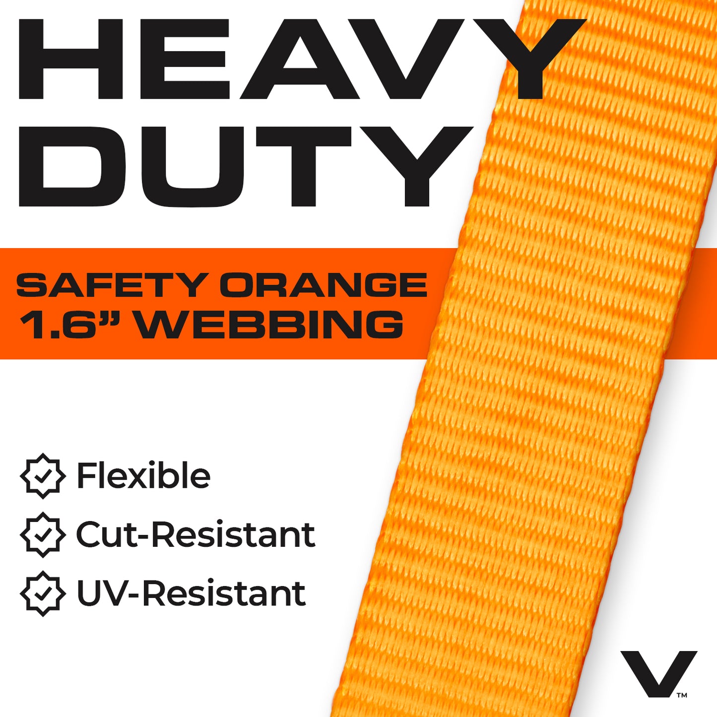 VULCAN Ratchet Strap Tie Down Kit - 1.6" x 8' - 3X Stronger Than 1" Tie Downs - Orange - (4) Ratchets With Rubber Handles, (4) 8' Straps With Latching S-Hooks, (4) Soft Loop Tie-Down Extensions