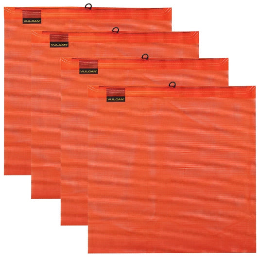 VULCAN Safety Flag with Wire Loop - Bright Orange - Vinyl Coated Polyester Construction - 18 Inch x 18 Inch - 4 Pack
