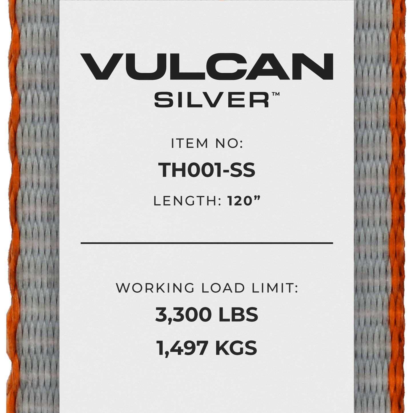 Replacement Strap For VULCAN Silver Series 120 Inch Rolling Idler Three Cleat Autohauler Car Tie Down - 3,300 Pound Safe Working Load