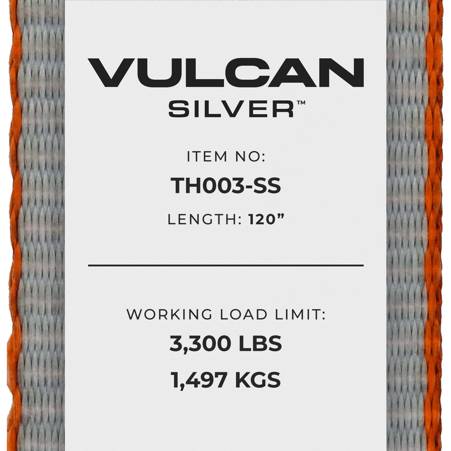 Replacement Strap For VULCAN Silver Series 120 Inch E-Track Rolling Idler 3-Cleat Car Tie Down - Replacement Strap Only - No Rolling Idler