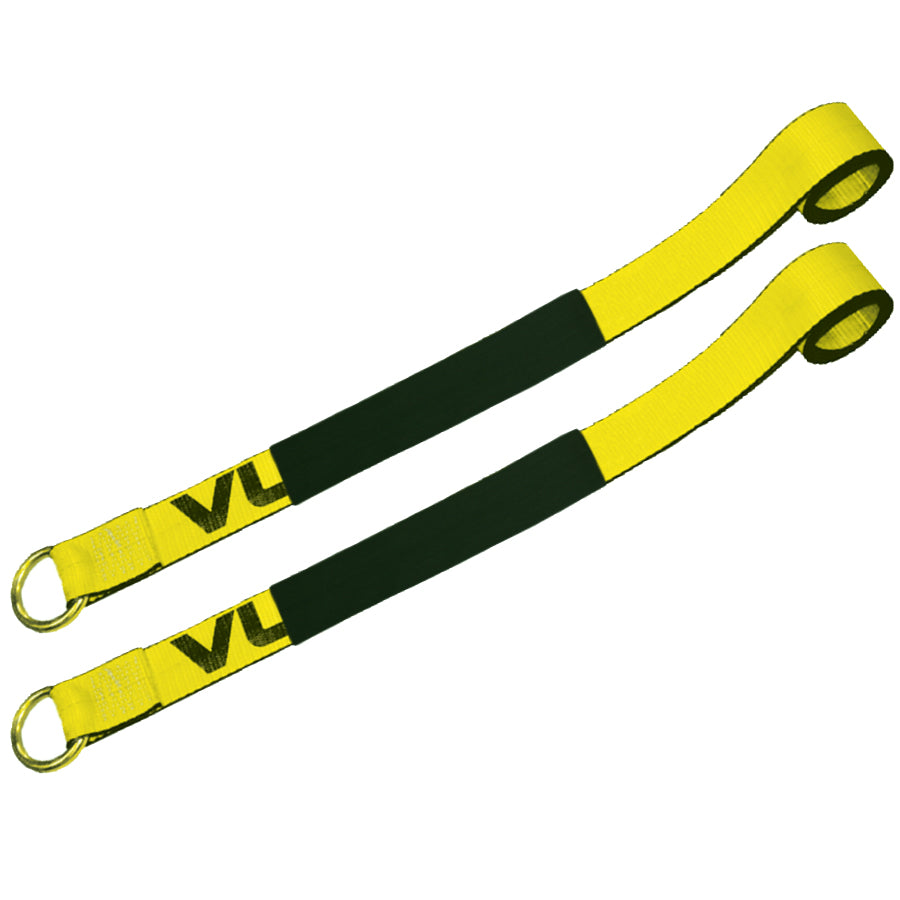 VULCAN Wheel Dolly Tire Harness with Universal O-Ring - Lasso Style - 96 Inch - Classic Yellow - 2 Pack - 3,300 Pound Safe Working Load