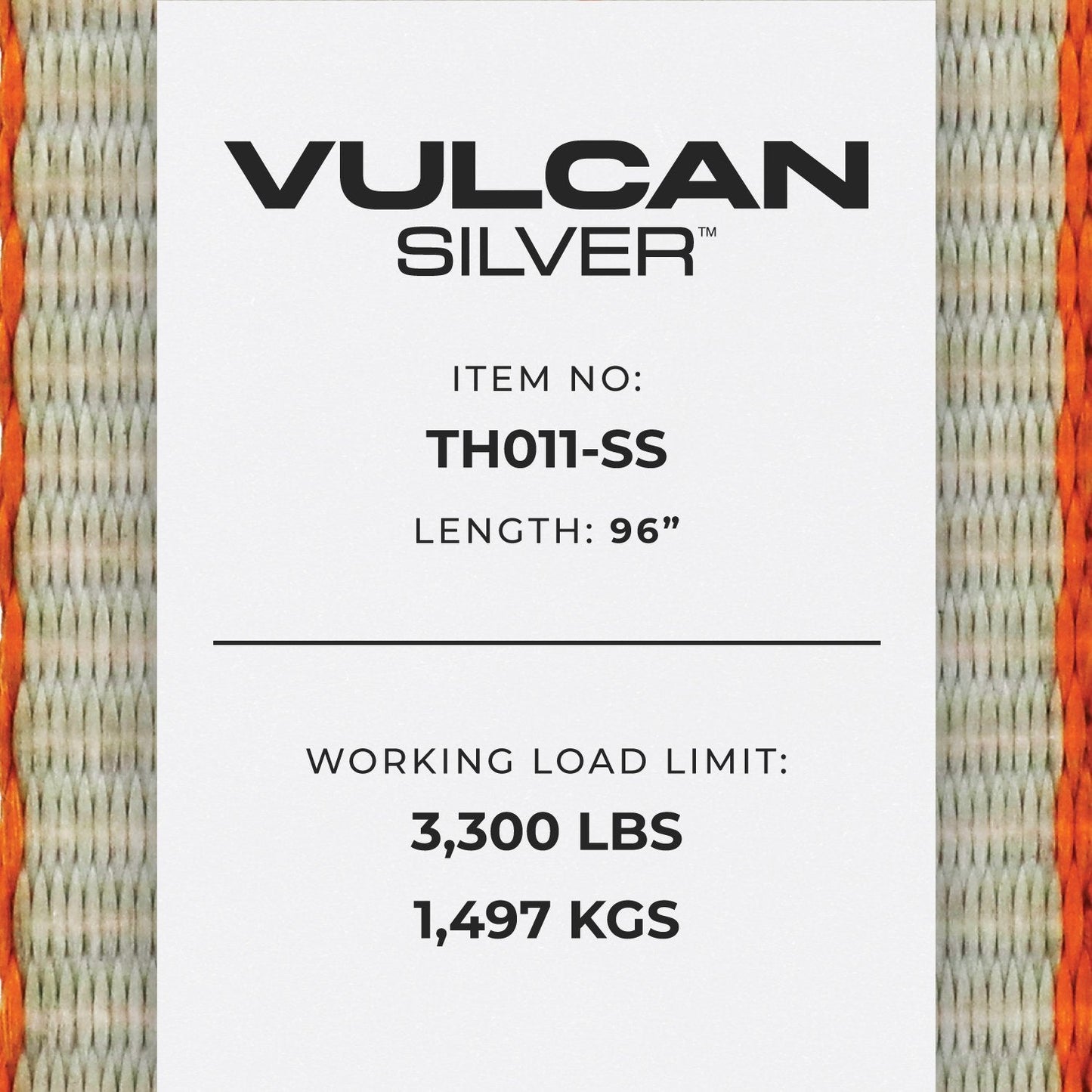 VULCAN Car Tie Down with Chain Anchors - Lasso Style - 2 Inch x 96 Inch - 4 Pack - Silver Series - 3,300 Pound Safe Working Load