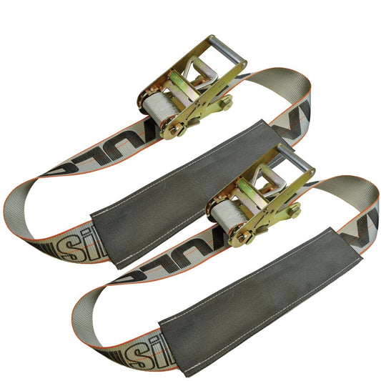 VULCAN Under Lift Ratcheting Vehicle Tie Down Straps - 2 Pack - Silver Series - 5,000 Pound Safe Working Load