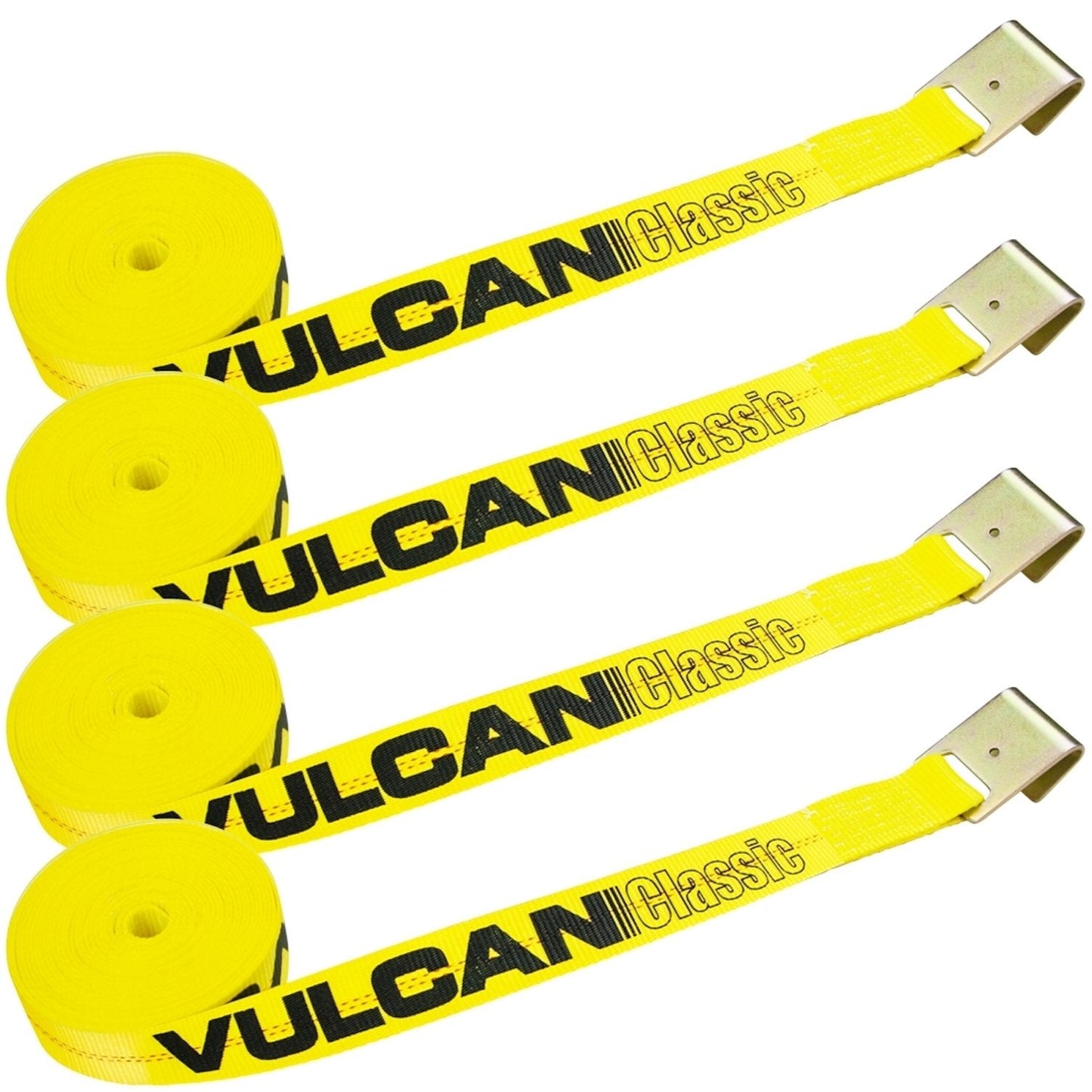 VULCAN Winch Strap with Flat Hook - 2 Inch - Classic Yellow - 3,300 Pound Safe Working Load