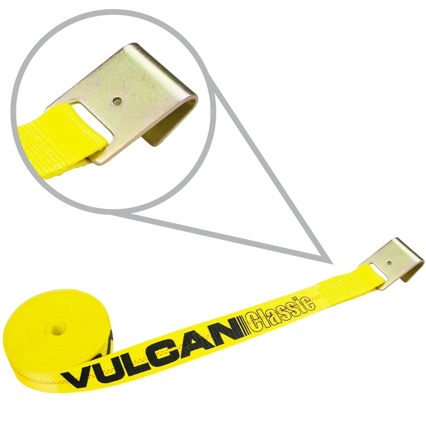 VULCAN Winch Strap with Flat Hook - 2 Inch - Classic Yellow - 3,300 Pound Safe Working Load