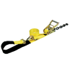 VULCAN 1-Ply Flexible Axle Tie Down Combo Strap with Chain Tail Ratchet - 2 Inch x 114 Inch - Classic Yellow - 3,300 Pound Safe Working Load