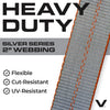 VULCAN Car Tie Down Axle Strap with Wear Pad - 2 Inch x 36 Inch - 4 Pack - Silver Series - 3,300 Pound Safe Working Load