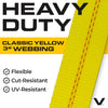 VULCAN Car Tie Down Axle Strap - 3 Inch x 30 Inch - Classic Yellow - 5,000 Pound Safe Working Load