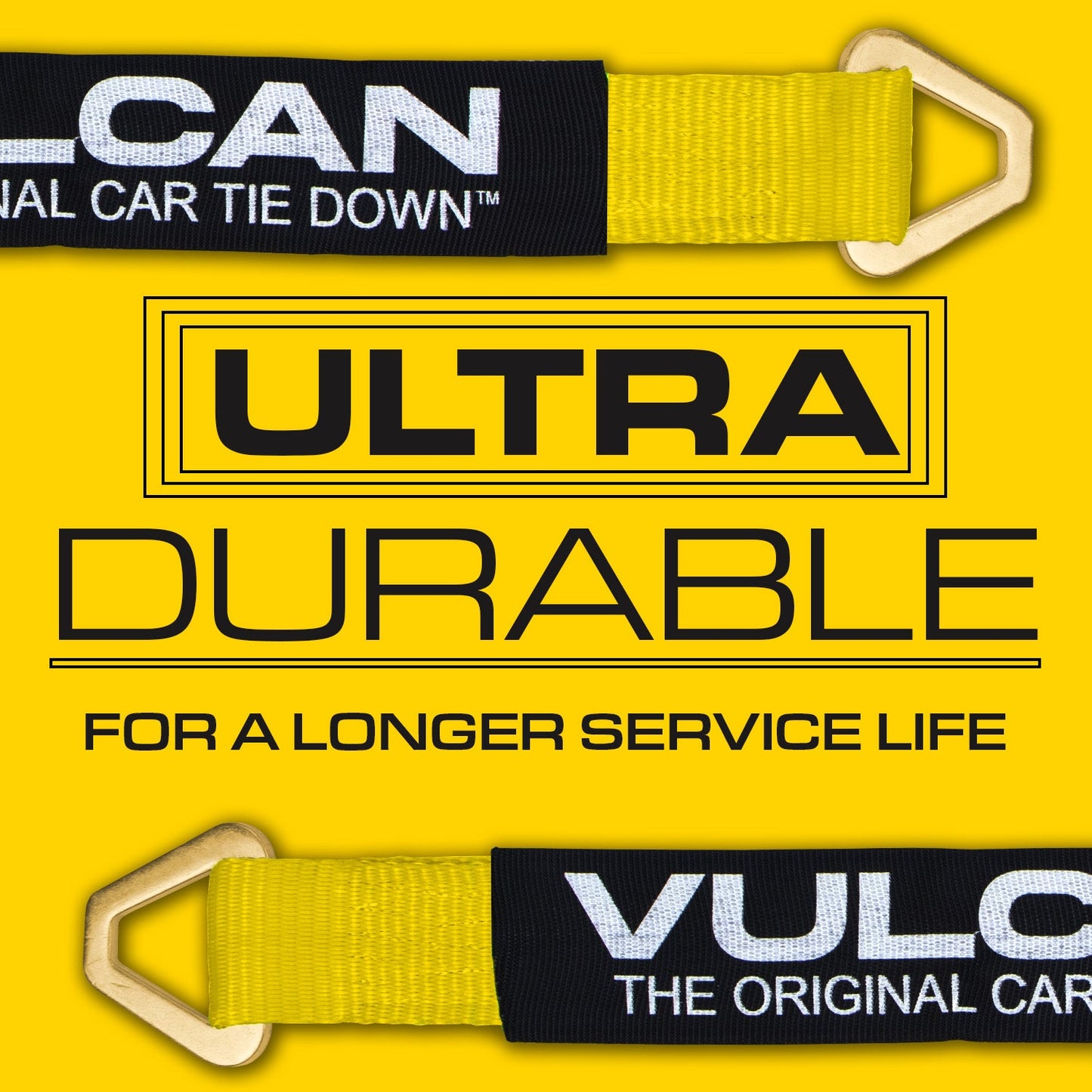 VULCAN Car Tie Down Axle Strap - 3 Inch x 30 Inch - Classic Yellow - 5,000 Pound Safe Working Load