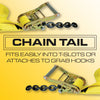 VULCAN Axle Tie Down Combo Strap - Chain Tail Ratchet - 2 x 114 Inch - 4 Pack - Classic Yellow - 3,300 Pound Safe Working Load