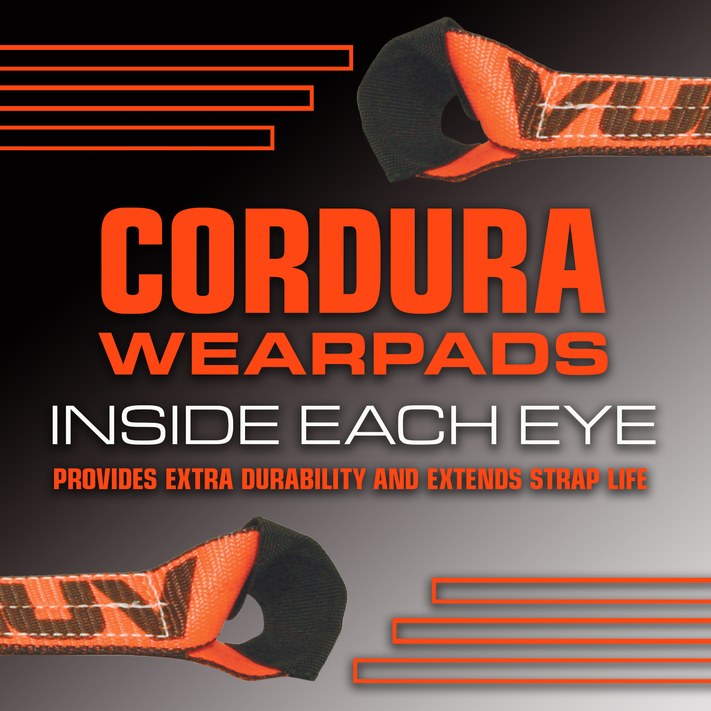 VULCAN Car Tie Down Axle Strap with Wear Pad Eyes - Eye and Eye - 2 Inch x 22 Inch - PROSeries - 4 Pack - 3,300 Pound Safe Working Load