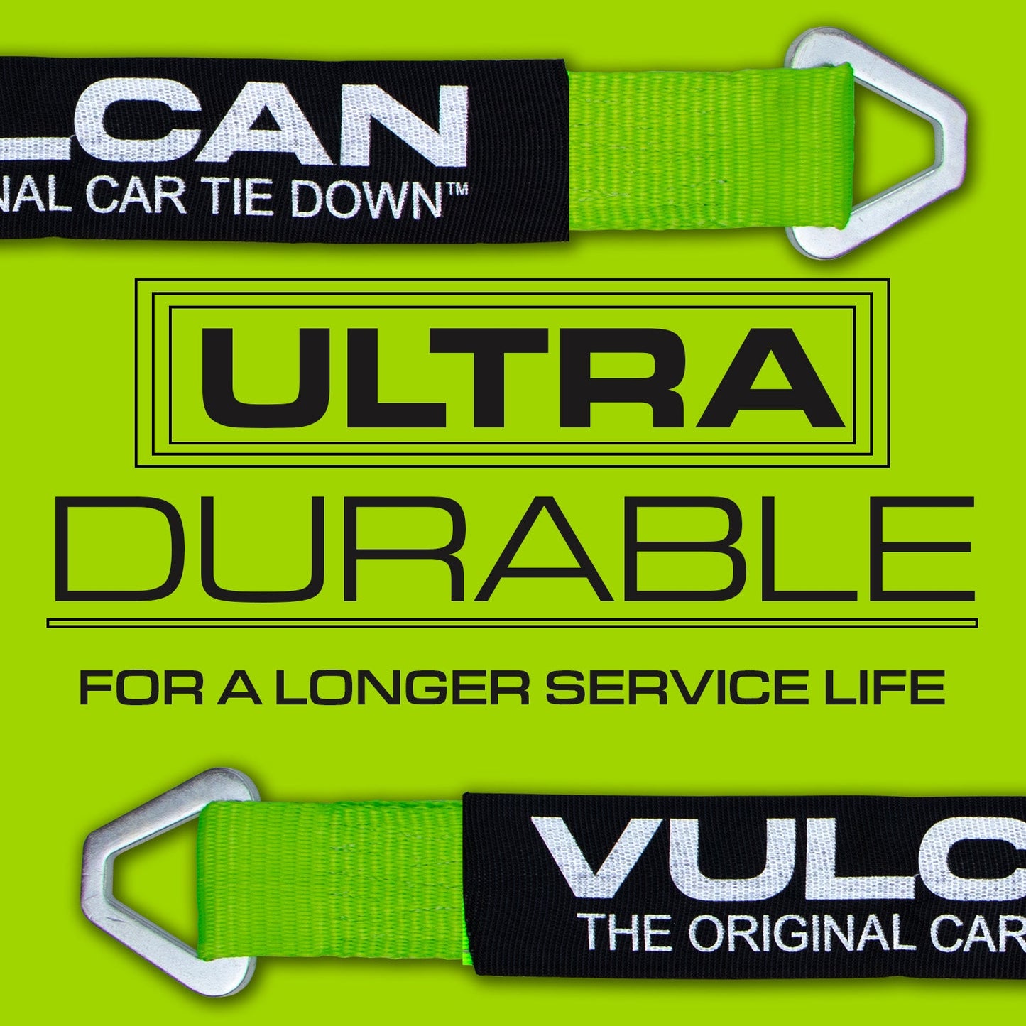 VULCAN Car Tie Down Axle Strap with Wear Pad - 2 Inch x 36 Inch - 4 Pack - High-Viz - 3,300 Pound Safe Working Load