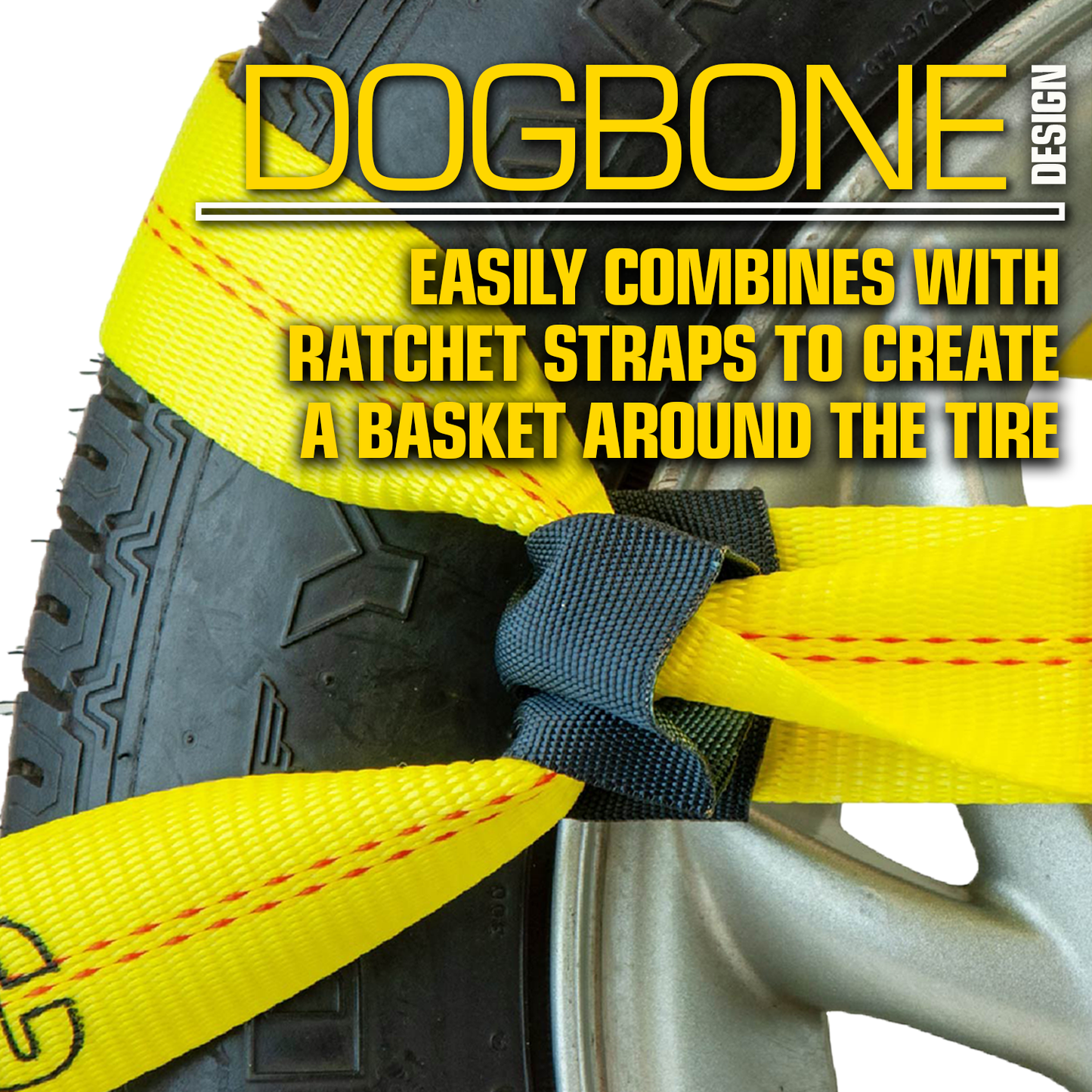 VULCAN Car Tie Down Axle Strap with Wear Pad Eyes - Eye and Eye - 2 Inch x 22 Inch - Classic Yellow - 4 Pack - 3,300 Pound Safe Working Load
