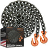 VULCAN Binder Chain Tie Down with Grab Hooks - Grade 80 - 3/8 Inch x 20 Foot - 7,100 Pound Safe Working Load