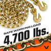 VULCAN Chain and Load Binder Kit - Grade 70 - 5/16 Inch x 10 Foot - 4,700 Pound Safe Working Load