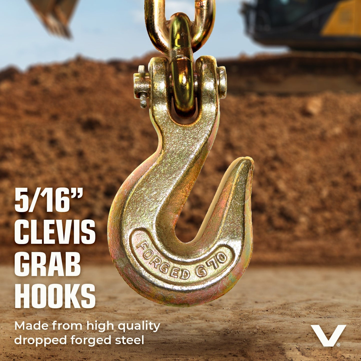 VULCAN Chain and Load Binder Kit - Grade 70 - 5/16 Inch x 10 Foot - 4,700 Pound Safe Working Load