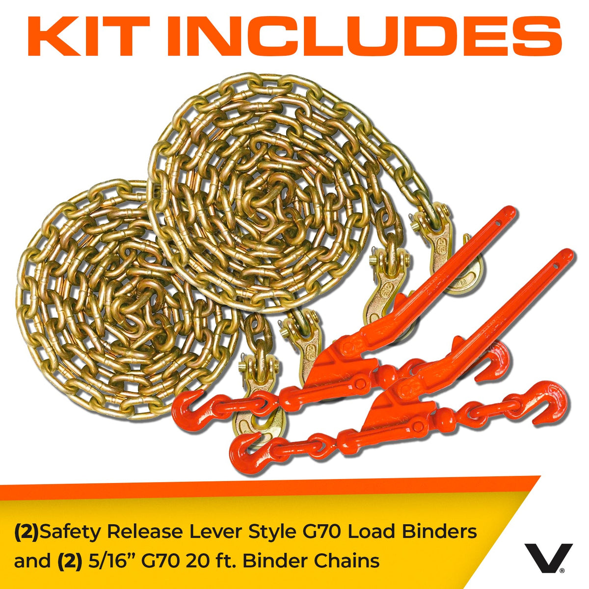 VULCAN Chain and Load Binder Kit - Grade 70 - 5/16 Inch x 20 Foot ...