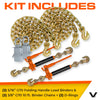 VULCAN Chain, Load Binder, and D Ring Kit - (2) Grade 70 ⅜”x10” Chains, (2) Folding Handle Load Binders, (2) D Rings - 4,700 Pound Safe Working Load