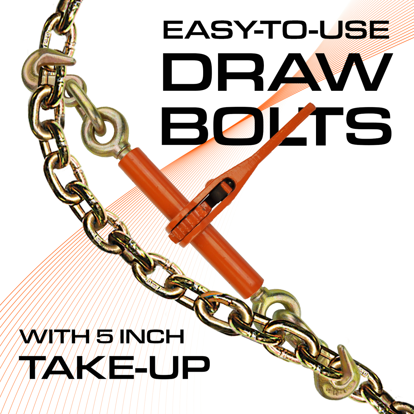 VULCAN Load Binder with 2 Grab Hooks - Ratchet Style - 2,600 Pound Safe Working Load (Works with 1/4 or 5/16 Inch Grade 43 Chain)