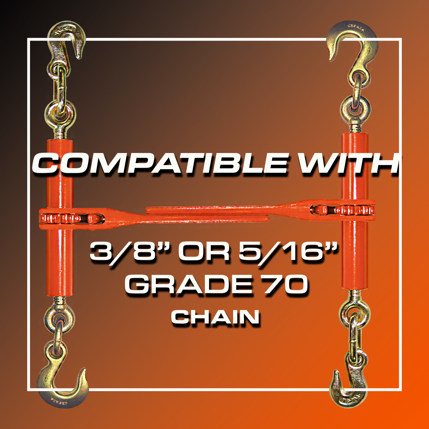VULCAN Load Binder with Grab and Slip Hooks - 4 Pack - Ratchet Style - 6,600 Pound Safe Working Load (Works with 5/16 Inch or 3/8 Inch Grade 70 Chain)