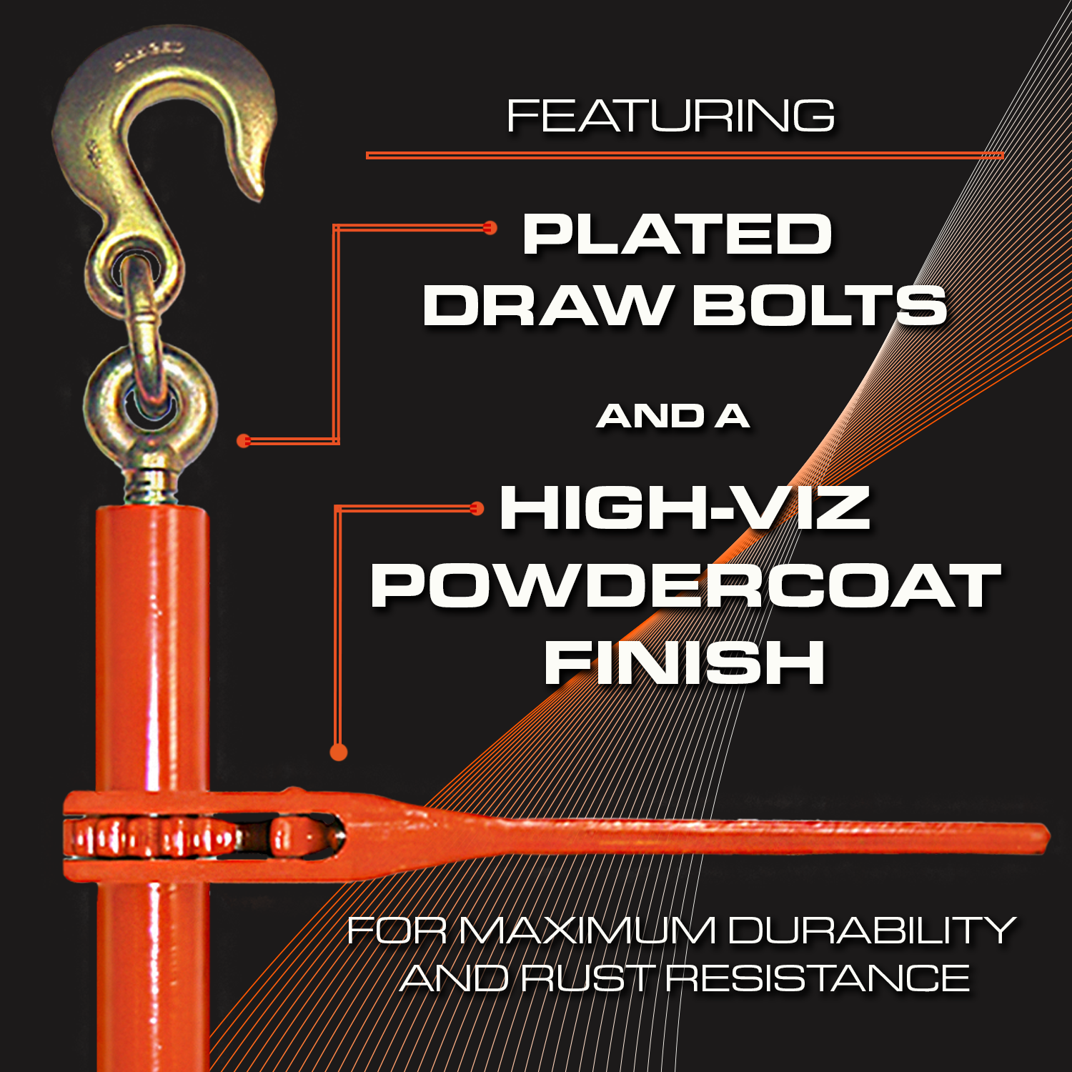 VULCAN Load Binder with Grab and Slip Hooks - 4 Pack - Ratchet