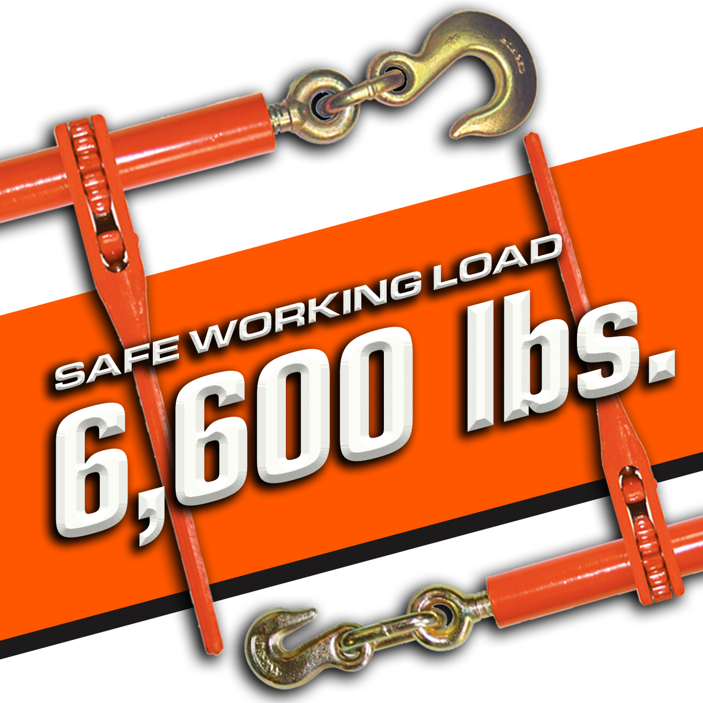 VULCAN Load Binder with Grab and Slip Hooks - 4 Pack - Ratchet Style - 6,600 Pound Safe Working Load (Works with 5/16 Inch or 3/8 Inch Grade 70 Chain)