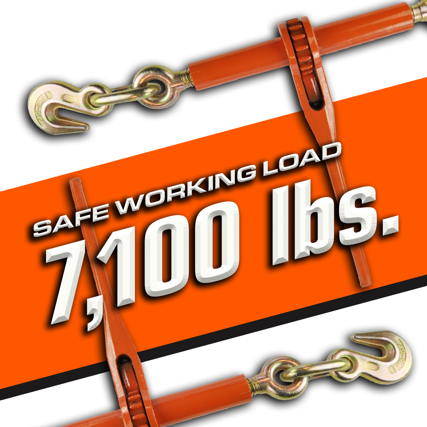 VULCAN Chain and Binder Kit - Grade 80 - 3/8 Inch x 10 Foot - Includes 2 Chains and 2 Binders - 7,100 Pound Safe Working Load