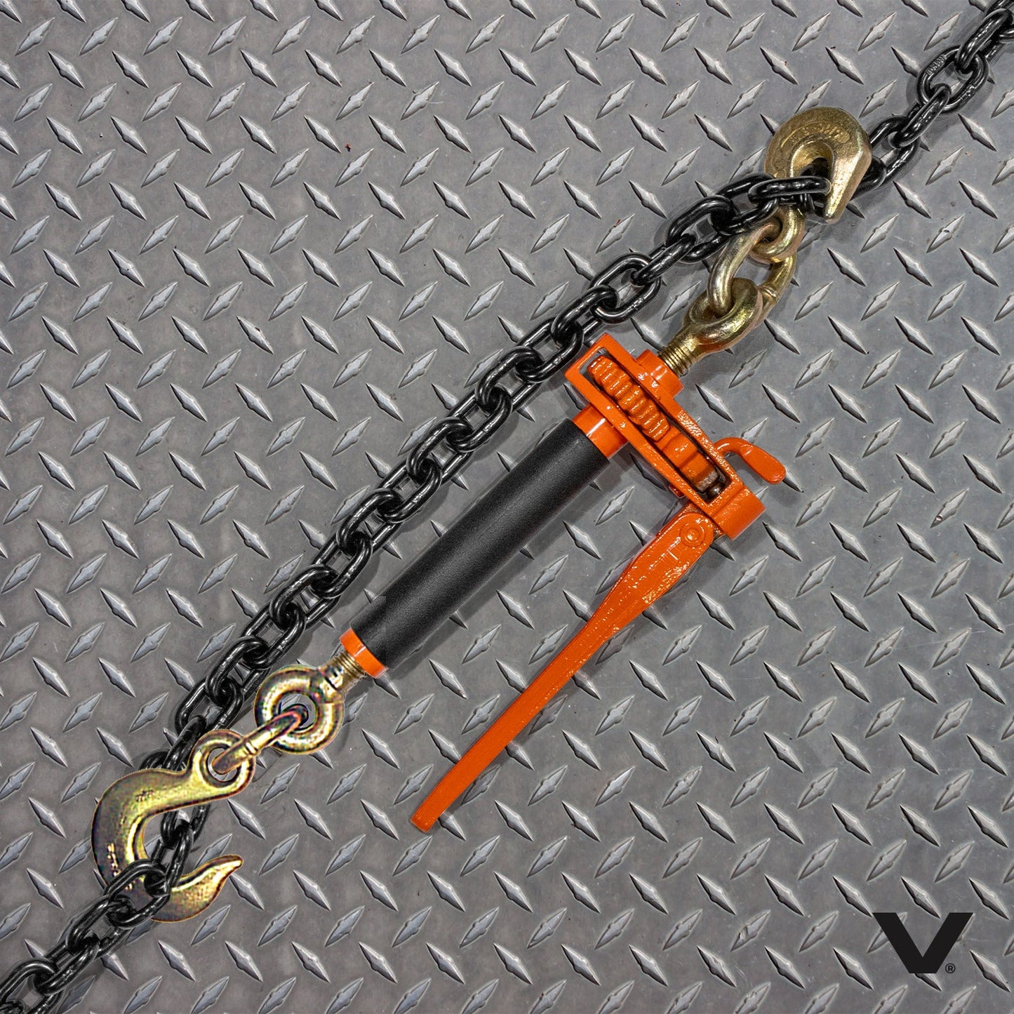 VULCAN Folding Handle Load Binder (Individual) with Grab Hook/Slip Hook - Ratchet Style - 6,600 Pound Safe Working Load (Works with 5/16 Inch or 3/8 Inch Grade 70 and Grade 80 Chain)