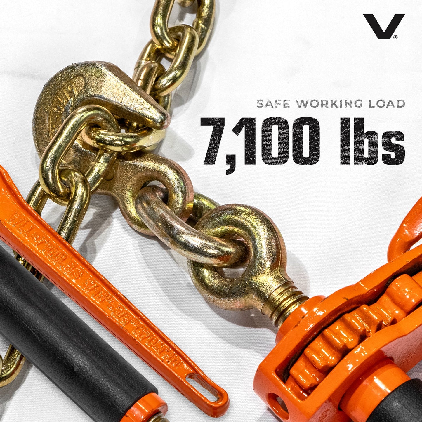 VULCAN Folding Handle Load Binder (Individual) with Grab Hook/Slip Hook - Ratchet Style - 6,600 Pound Safe Working Load (Works with 5/16 Inch or 3/8 Inch Grade 70 and Grade 80 Chain)