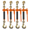VULCAN Folding Handle Load Binder (Two Pack) with Grab Hook/Slip Hook - Ratchet Style - 6,600 Pound Safe Working Load (Works with 5/16 Inch or 3/8 Inch Grade 70 and Grade 80 Chain) - 4 Pack