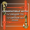 VULCAN Ratchet Style Load Binder with 2 Grab Hooks - 9,200 Pound Safe Working Load (For 3/8 Inch Grade 70 - 80 & 100 or 1/2 Inch Grade 43 Chain)