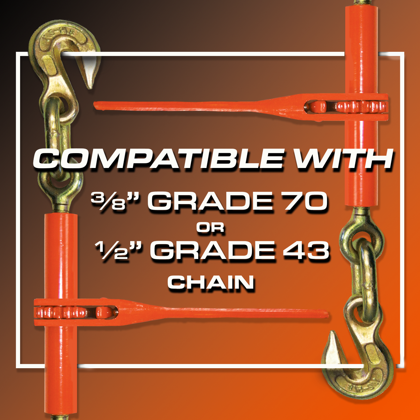 VULCAN Ratchet Style Load Binder with 2 Grab Hooks - 9,200 Pound Safe Working Load (For 3/8 Inch Grade 70 - 80 & 100 or 1/2 Inch Grade 43 Chain)