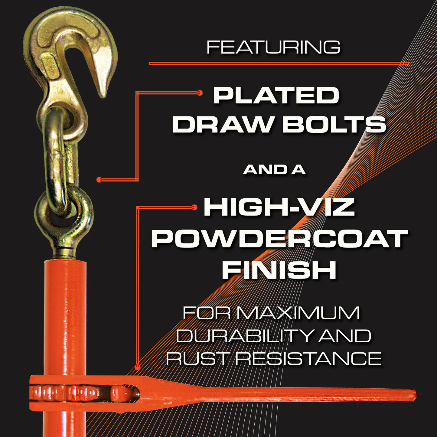 VULCAN Ratchet Style Load Binder with 2 Grab Hooks - 4 Pack - 9,200 Pound Safe Working Load (For 3/8 Inch Grade 70 or 1/2 Inch Grade 43 Chain)