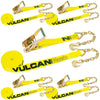VULCAN Ratchet Strap with Chain Anchors - Classic Yellow - 2 Inch x 27 Foot - Case of 5 - 3,600 Pound Safe Working Load