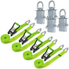 VULCAN Wire Hook Ratchet Strap and Stake Pocket D Ring Kit - 2 Inch x 15 Foot - High-Viz