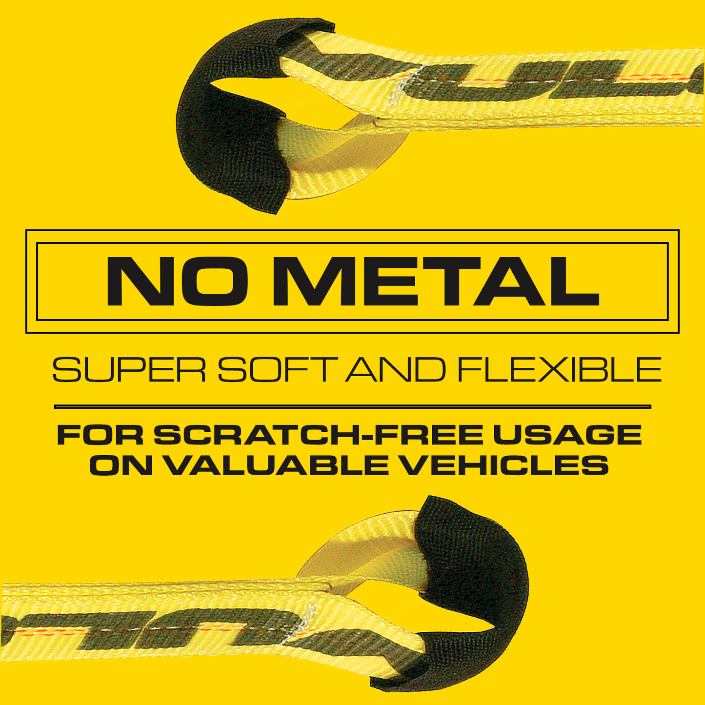 VULCAN Car Tie Down Axle Strap with Wear Pad Eyes - Eye and Eye - 2 Inch x 22 Inch - Classic Yellow - 4 Pack - 3,300 Pound Safe Working Load