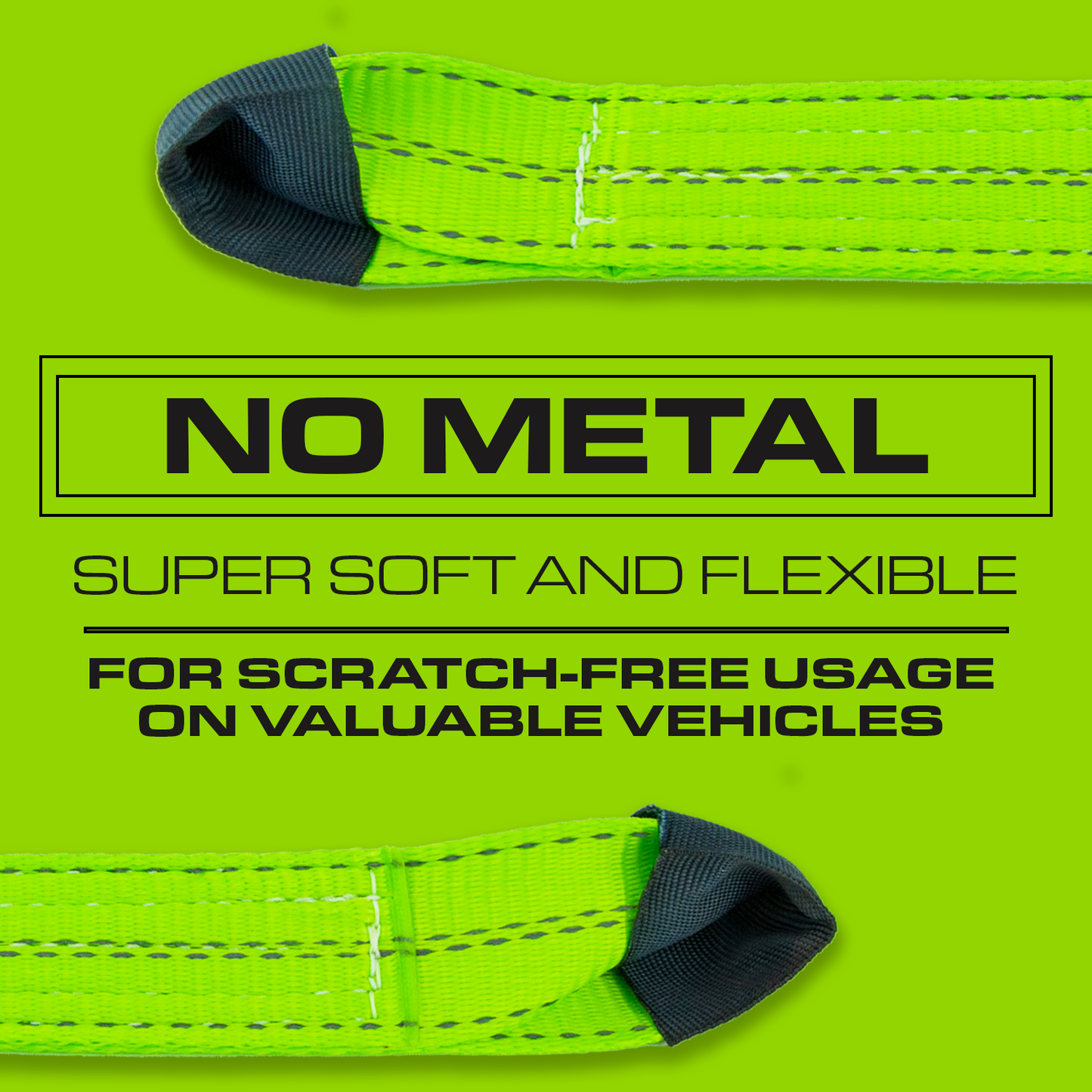 VULCAN Car Tie Down Axle Strap with Wear Pad Eyes - Eye and Eye - 2 Inch x 22 Inch - High-Viz - 4 Pack - 3,300 Pound Safe Working Load