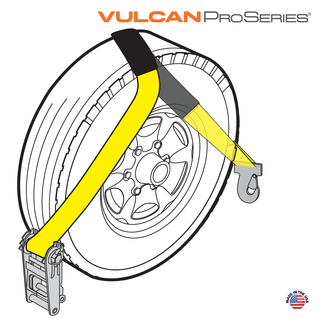 VULCAN Wheel Dolly Tire Harness - Flat Snap Hook - 84 Inch - PROSeries - 1,665 Pound Safe Working Load