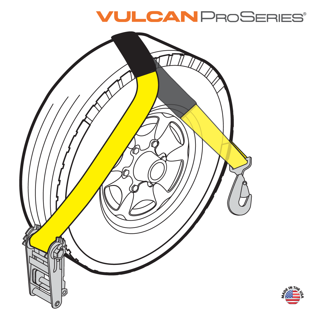 VULCAN Wheel Dolly Tire Harness - Twisted Snap Hook- 84 Inch - PROSeries - 3,300 Pound Safe Working Load