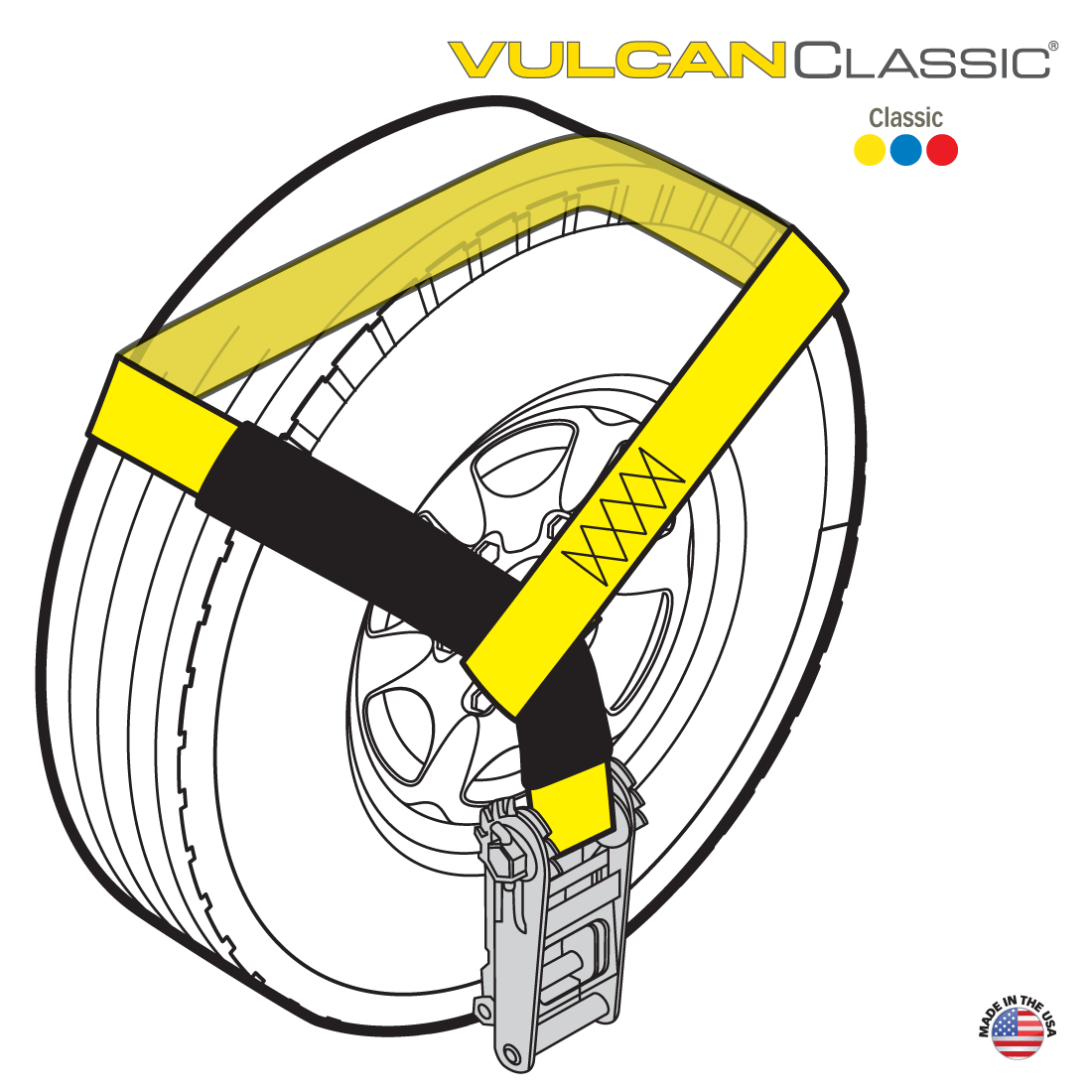 VULCAN Wheel Dolly Tire Harness - 96 Inch - Eye Loop - Classic Yellow - 3,300 Pound Safe Working Load