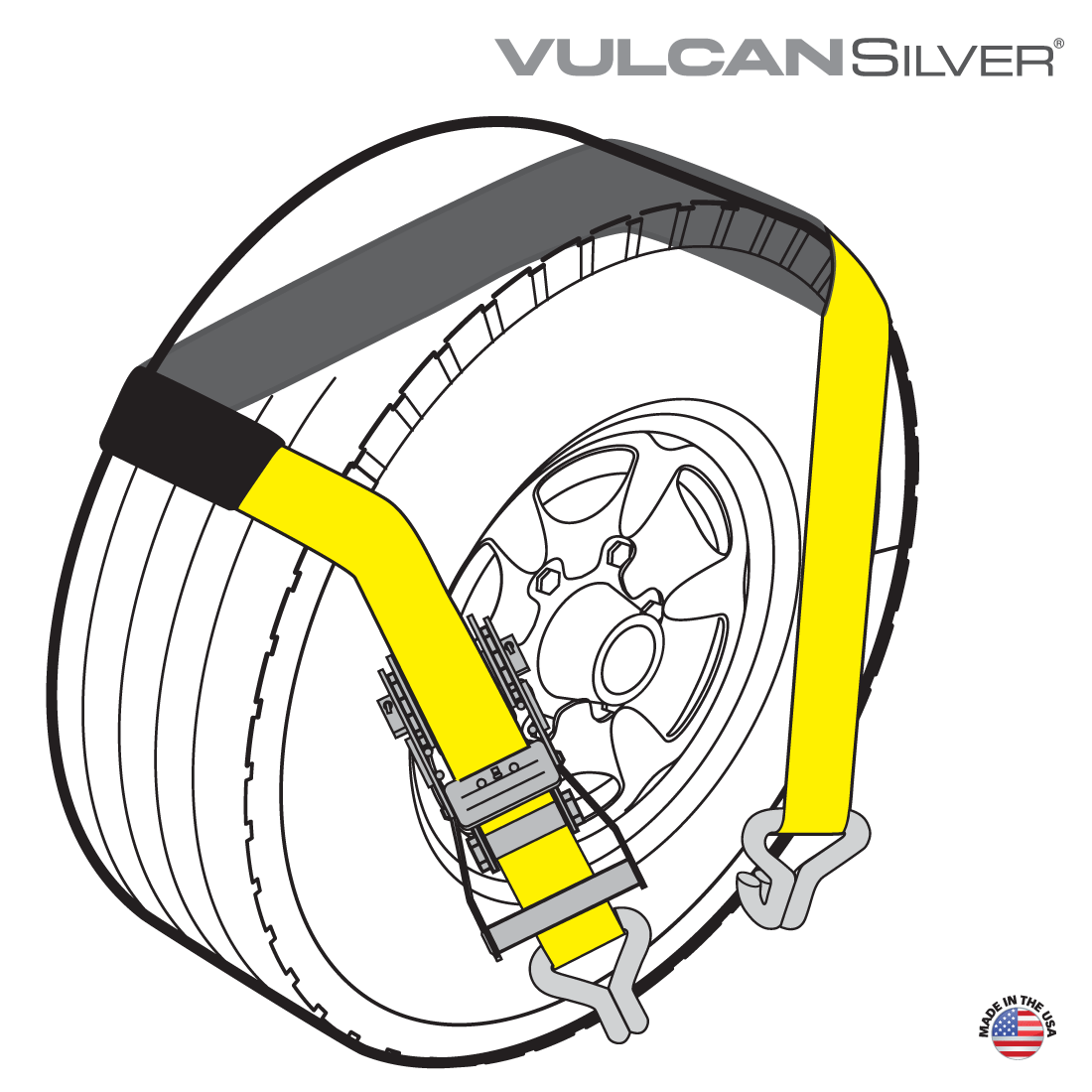 VULCAN Wheel Dolly Tire Harness - Double Wire J-Hook - 84 Inch - Silver Series - 3,300 Pound Safe Working Load