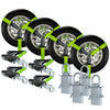VULCAN Snap Hook Vehicle Tie Down Kits with Heavy Duty Stake Pocket D Rings - Lasso Style - High-Viz