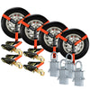 VULCAN Snap Hook Vehicle Tie Down Kits with Heavy Duty Stake Pocket D Rings - Lasso Style - Proseries