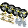 VULCAN Snap Hook Tie Down Kits with Heavy Duty Stake Pocket D Rings - Lasso Style - Classic Yellow