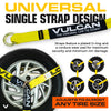 VULCAN Snap Hook Tie Down Kits with Heavy Duty Stake Pocket D Rings - Lasso Style - Classic Yellow